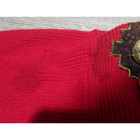 Vintage Aztec Long Red Sweater Cardigan Southwest Fringes Women's OSFA - Picture 7 of 11
